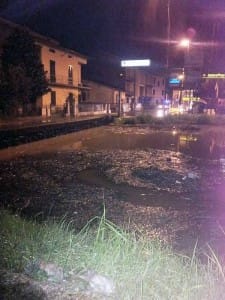 Il Fosso Quadrelli vicino a tracimare ad Olmi