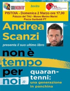 Locandina presentazione dell'ultimo libro di Scanzi