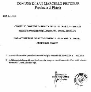 È fissata la seduta del Consiglio Comunale