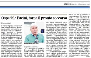 Il Tirreno, 13 novembre 2014. Ospedale di San Marcello